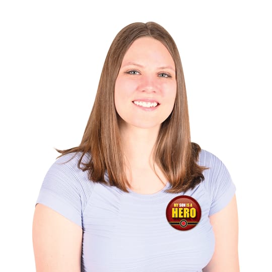 Beistle 2" Red & Yellow My Son Is A Hero Buttons, 6ct.